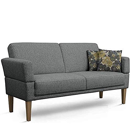Cavadore 3-Sitzer Sofa Femarn mit Federkern / Küchensofa für Esszimmer oder Küche / 190 x 98 x 81 / Strukturstoff Grau von CAVADORE