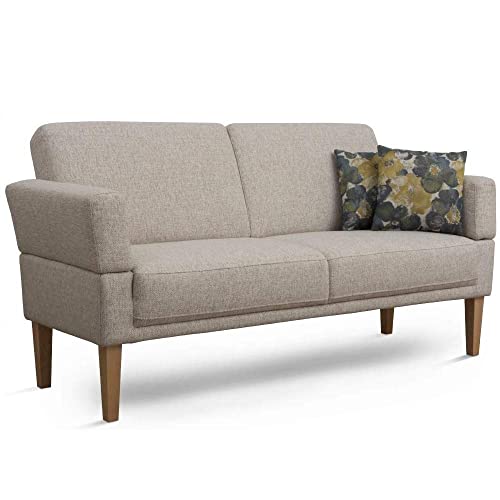 Cavadore 3-Sitzer Sofa Femarn mit Federkern / Küchensofa für Esszimmer oder Küche / 190 x 98 x 81 / Strukturstoff Natur (Beige/Weiß) von CAVADORE
