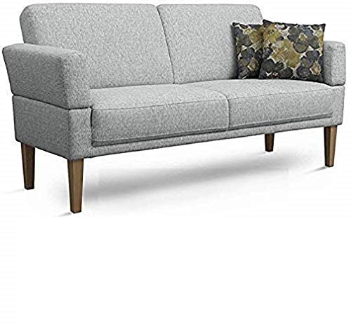 Cavadore 3-Sitzer Sofa Femarn mit Federkern / Küchensofa für Esszimmer oder Küche / 190 x 98 x 81 / Strukturstoff Hellgrau von CAVADORE