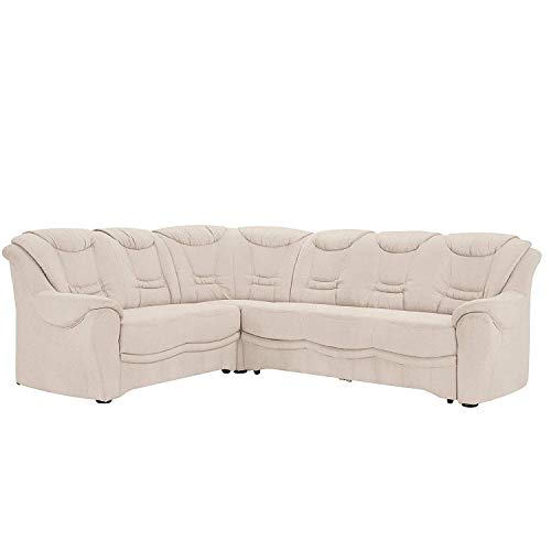 Cavadore Ecksofa Bansa mit Federkern / Polstercouch im klassischen Design / inkl. Bettfunktion / 265 x 94 x 215 / Mikrofaser Creme von CAVADORE