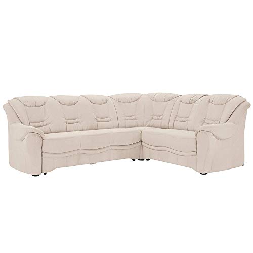 Cavadore Ecksofa Bansa mit Federkern / Polstercouch im klassischen Design / inkl. Bettfunktion / 265 x 94 x 215 / Mikrofaser Creme von CAVADORE