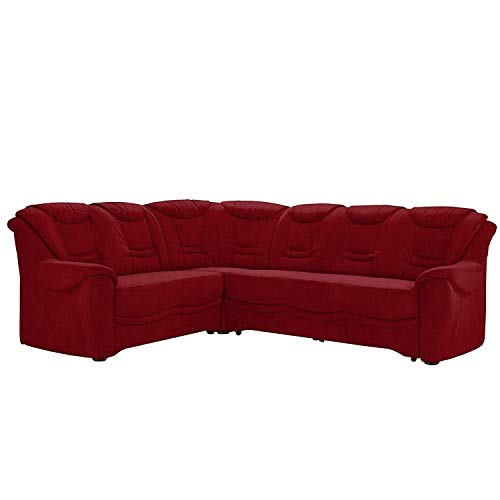 Cavadore Ecksofa Bansa mit Federkern / Polstercouch im klassischen Design / inkl. Bettfunktion / 265 x 94 x 215 / Mikrofaser Dunkelrot von CAVADORE