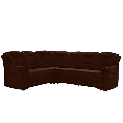 Cavadore Ecksofa Bansa mit Federkern / Polstercouch im klassischen Design / 265 x 94 x 215 / Mikrofaser Braun von CAVADORE