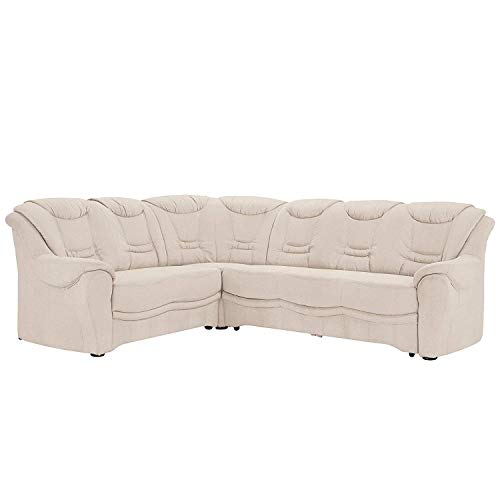 Cavadore Ecksofa Bansa mit Federkern / Polstercouch im klassischen Design / 265 x 94 x 215 / Mikrofaser Creme von CAVADORE