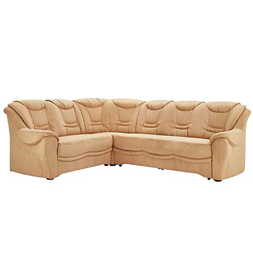 Cavadore Ecksofa Bansa mit Federkern / Polstercouch im klassischen Design / 265 x 94 x 215 / Mikrofaser Hellbraun von CAVADORE