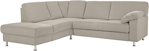 Cavadore Ecksofa Belfast mit Ottomane links / Polsterecke mit Federkern / 243 x 88 x 218 / Mikrofaser Hellbeige von CAVADORE