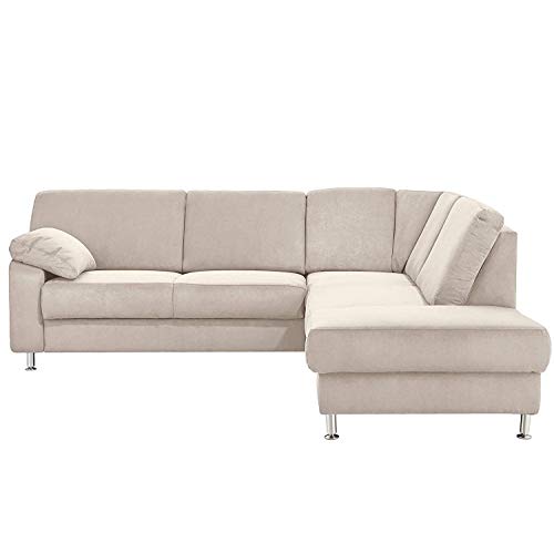 Cavadore Ecksofa Belfast mit Ottomane rechts / Polsterecke mit Federkern / 243 x 88 x 218 / Mikrofaser Hellbeige von CAVADORE