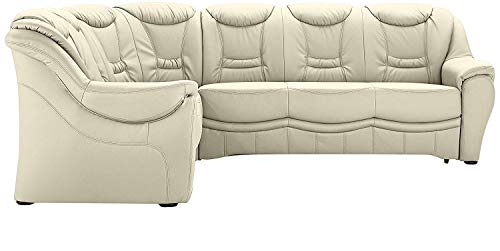 Cavadore Ecksofa Bensil mit Federkern / Polsterecke in Kunstleder / 265 x 94 x 215 / Lederoptik Creme von CAVADORE