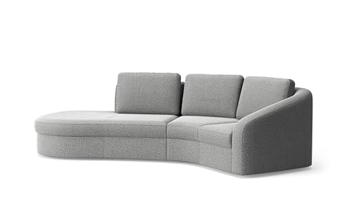 Cavadore Ecksofa Jawa / Bodennahe Eckcouch mit Element 1-sitzig und Trapezecke halbrund (60 Grad) / 266 x 88 x 230 / Chenille, Grau von CAVADORE