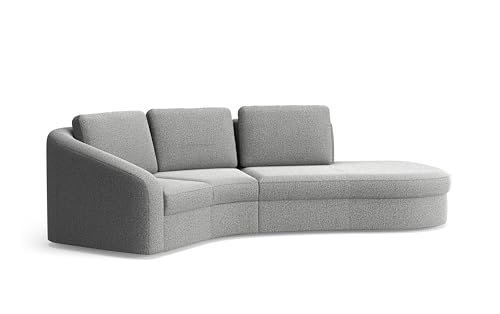 Cavadore Ecksofa Jawa / Bodennahe Eckcouch mit Element 1-sitzig und Trapezecke halbrund (60 Grad) / 266 x 88 x 230 / Chenille, Grau von CAVADORE