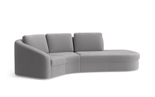 Cavadore Ecksofa Jawa / Bodennahe Eckcouch mit Element 1-sitzig und Trapezecke halbrund (60 Grad) / 266 x 88 x 230 / Mikrofaser, Mittelgrau von CAVADORE