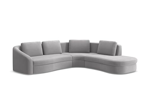 Cavadore Ecksofa Jawa / Bodennahe Eckcouch mit Sofa 2,5-sitzig und Trapezecke rechtwinklig (90 Grad) / 303 x 88 x 274 / Mikrofaser, Mittelgrau von CAVADORE