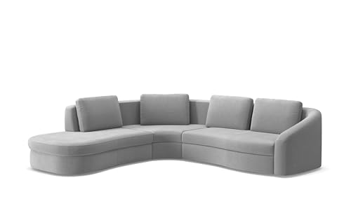 Cavadore Ecksofa Jawa / Bodennahe Eckcouch mit Sofa 2,5-sitzig und Trapezecke rechtwinklig (90 Grad) / 303 x 88 x 274 / Mikrofaser, Mittelgrau von CAVADORE
