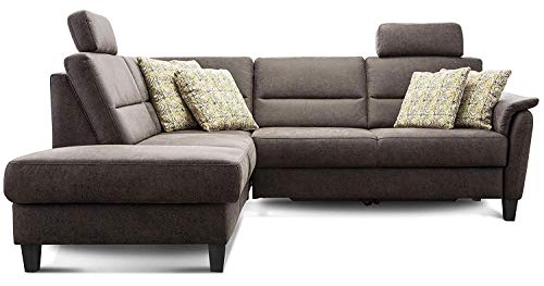 Cavadore Ecksofa Palera mit Federkern / L-Form Sofa mit Ottomanen links / 236 x 89 x 212 / Büffellederoptik Braun von CAVADORE