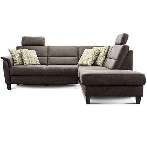 Cavadore Ecksofa Palera mit Federkern / L-Form Sofa mit Ottomanen rechts / 236 x 89 x 212 / Büffellederoptik Braun von CAVADORE