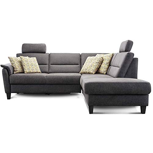 Cavadore Ecksofa Palera mit Federkern / L-Form Sofa mit Ottomanen rechts / 236 x 89 x 212 / Büffellederoptik Dunkelgrau Cavadore Ecksofa Palera mit Federkern / L-Form Sofa mit Ottomanen rechts / 236 x 89 x 212 / Büffellederoptik Dunkelgrau von CAVADORE