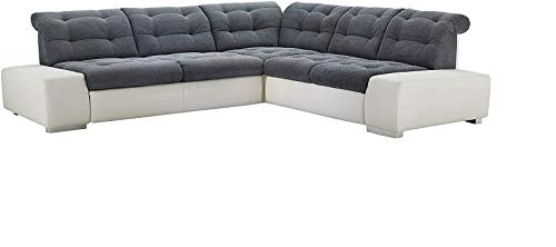 Cavadore Ecksofa Pales mit Kopfteilverstellung, Polsterecke im modernen Design, 280 x 75-84 x 252, Materialmix Weiß/Anthrazit von CAVADORE