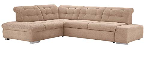 Cavadore Ecksofa Pales mit Kopfteilverstellung, Polsterecke im modernen Design, inkl. Bettfunktion, 280 x 75-84 x 227, Softstruktur Beige von CAVADORE