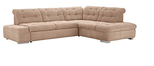 Cavadore Ecksofa Pales mit Kopfteilverstellung, Polsterecke im modernen Design, inkl. Bettfunktion, 280 x 75-84 x 227, Softstruktur Beige von CAVADORE