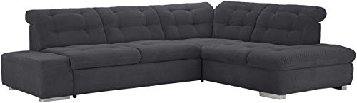 Cavadore Ecksofa Pales mit Kopfteilverstellung, Polsterecke im modernen Design, 280 x 75-84 x 227, Softstruktur Anthrazit von CAVADORE