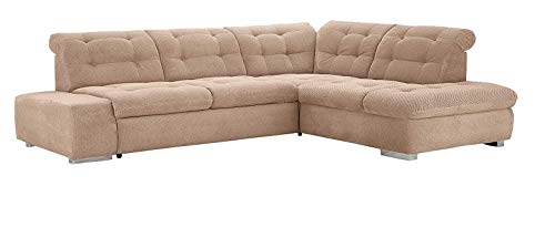 Cavadore Ecksofa Pales mit Kopfteilverstellung, Polsterecke im modernen Design, 280 x 75-84 x 227, Softstruktur Beige von CAVADORE