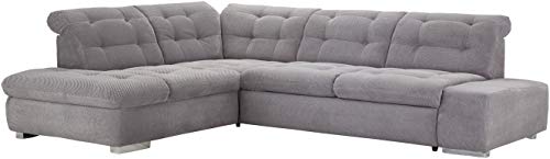 Cavadore Ecksofa Pales mit Kopfteilverstellung, Polsterecke im modernen Design, 280 x 75-84 x 227, Softstruktur Grau von CAVADORE