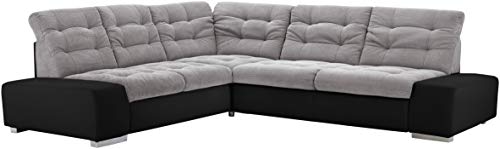 Cavadore Ecksofa Pales mit Kopfteilverstellung, Polsterecke im modernen Design, 280 x 75-84 x 252, Materialmix Schwarz/Grau von CAVADORE