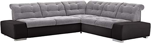 Cavadore Ecksofa Pales mit Kopfteilverstellung, Polsterecke mit Bettfunktion im modernen Design, 280 x 75-84 x 252, Materialmix Schwarz/Grau von CAVADORE