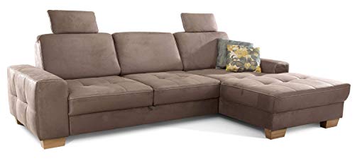 Cavadore Ecksofa Puccino mit Federkern, verstellbarer Rückenlehne und 2 Kopfstützen / Couch in L-Form im Landhausstil / 281 x 86 x 178 cm / Mikrofaser hellbraun Cavadore Ecksofa Puccino mit Federkern, verstellbarer Rückenlehne und 2 Kopfstützen / Couch in L-Form im Landhausstil / 281 x 86 x 178 cm / Mikrofaser hellbraun von CAVADORE