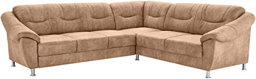 Cavadore Ecksofa Salisa mit Federkern / Polsterecke im klassischen Design / inkl. Bettfunktion / 264 x 86 x 244 / Mikrofaser Beige von CAVADORE