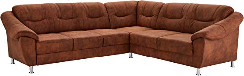 Cavadore Ecksofa Salisa mit Federkern / Polsterecke im klassischen Design / 264 x 86 x 244 / Mikrofaser Braun von CAVADORE