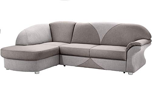 Cavadore Ecksofa Talea mit Ottomane links, Zweifarbige Polsterecke mit Federkern, 257 x 91 x 174, Strukturstoff Hellgrau/Grau von CAVADORE