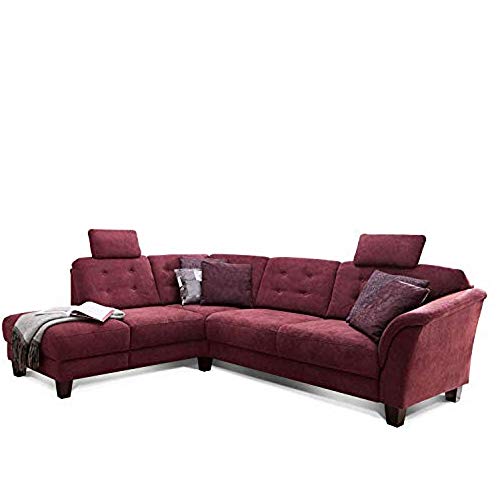 Cavadore Ecksofa Trond mit Federkern / Sofa L-Form im Landhausstil mit Ottomanen links und verstellbaren Kopfstützen / 260 x 89 x 214 / Webstoff burgunder-rot Cavadore Ecksofa Trond mit Federkern / Sofa L-Form im Landhausstil mit Ottomanen links und verstellbaren Kopfstützen / 260 x 89 x 214 / Webstoff burgunder-rot von CAVADORE