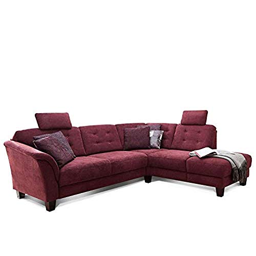 Cavadore Ecksofa Trond mit Federkern / Sofa L-Form im Landhausstil mit Ottomanen rechts und verstellbaren Kopfstützen / 260 x 89 x 214 / Webstoff burgunder-rot Cavadore Ecksofa Trond mit Federkern / Sofa L-Form im Landhausstil mit Ottomanen rechts und verstellbaren Kopfstützen / 260 x 89 x 214 / Webstoff burgunder-rot von CAVADORE