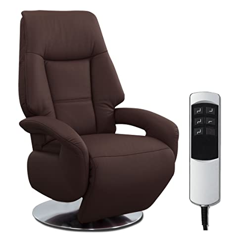 Cavadore Ledersessel Edinburgh / Fernsehsessel mit elektrisch verstellbarer Relaxfunktion / 2 E-Motoren / 74 x 114 x 77 / Echtleder: braun von CAVADORE