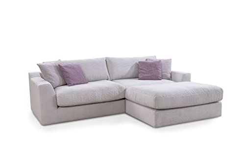 CAVADORE Ecksofa Fiona / Mega L-Sofa in Cord mit tiefen Sitzflächen und weicher Polsterung / Cordsofa / 277 x 90 x 199 / Cordstoff Helgrau von CAVADORE