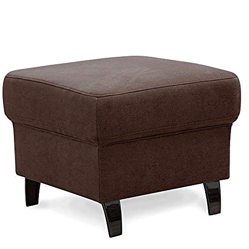 Cavadore Hocker Ammerland, Polsterhocker, Fußbank für Wohnzimmer passend zur Wohnlandschaft Ammerland, 58 x 48 x 58, lederoptik cognac von CAVADORE
