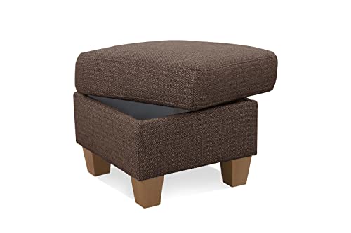 Cavadore Hocker Ammerland / Stauraumhocker mit Holzfüßen, als Fußhocker oder Beistellhocker / 58 x 48 x 58 / Strukturstoff, Braun von CAVADORE