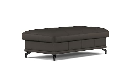 Cavadore Hocker Castiel / Polsterhocker mit mattschwarzen Metallfüßen, ideal als Beistellhocker, Fußablage, Sitzgelegenheit / 138 x 48 x 71 / Echtleder, Dunkelbraun von CAVADORE