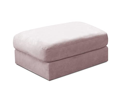 Cavadore Hocker Fiona / Gepolsterter, großer Fußhocker passend zum Big Sessel Fiona / 97 x 48 x 97 / Rosa von CAVADORE