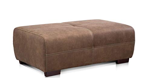 Cavadore Hocker Mavericco / Brauner Hocker in Lederoptik / Industrial Style / Passend zu Big Sofa und Ecksofa Mavericco / 108 x 71 x 41 cm (BxHXT) / Mikrofaser Nougat von CAVADORE