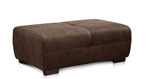 Cavadore Hocker Mavericco / Brauner Polsterhocker in Lederoptik / Industrial Style / Passend zu Big Sofa und Ecksofa Mavericco / 108 x 71 x 41 cm (BxHXT) / Mikrofaser Braun von CAVADORE