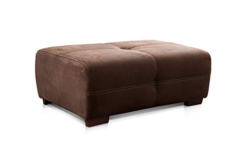 Cavadore Hocker Mavericco / Großer Polsterhocker in Lederoptik / Industrial Style / Passend zu Big Sofa und Ecksofa Mavericco / 108 x 71 x 41 cm (BxHXT) / Mikrofaser Dunkelbraun von CAVADORE