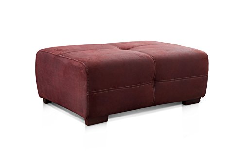 Cavadore Hocker Mavericco / Großer Sitzhocker in Lederoptik / Industrial Style / Passend zu Big Sofa und Ecksofa Mavericco / 108 x 71 x 41 cm (BxHXT) / Mikrofaser Rot (Bordeaux) von CAVADORE