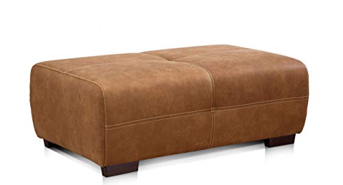 Cavadore Hocker Mavericco / XXL Polsterhocker rechteckig in Lederoptik / Industrial Style / Passend zu Big Sofa und Ecksofa Mavericco / 108 x 71 x 41 cm (BxHXT) / Mikrofaser Cognac von CAVADORE