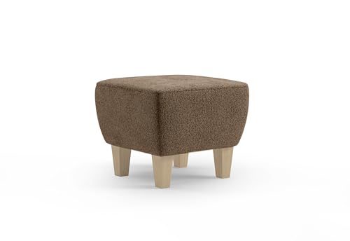 Cavadore Hocker Vida / Polsterhocker mit massiven Holzfüßen in Buche / 52 x 46 x 52 / Chenille, Rotbraun von CAVADORE