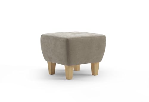 Cavadore Hocker Vida / Polsterhocker mit massiven Holzfüßen in Buche / 52 x 46 x 52 / Mikrofaser, Perlbeige Cavadore Hocker Vida / Polsterhocker mit massiven Holzfüßen in Buche / 52 x 46 x 52 / Mikrofaser, Perlbeige von CAVADORE
