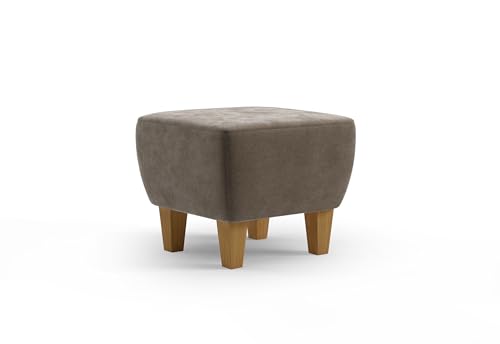 Cavadore Hocker Vida / Polsterhocker mit massiven Holzfüßen in Eiche / 52 x 46 x 52 / Mikrofaser, Graubraun Cavadore Hocker Vida / Polsterhocker mit massiven Holzfüßen in Eiche / 52 x 46 x 52 / Mikrofaser, Graubraun von CAVADORE