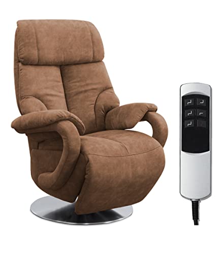 CAVADORE TV-Sessel Istanbul / Fernsehsessel mit elektrisch verstellbarer Relaxfunktion / 2 E-Motoren / 80 x 115 x 79 / Lederoptik: Cognac von CAVADORE