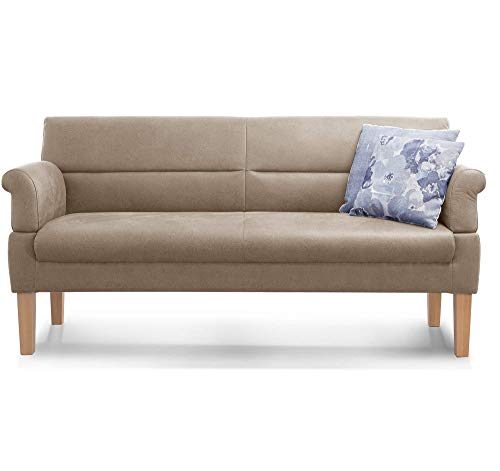 Cavadore 3-Sitzer Sofa Kira mit Federkern / Sitzbank für Küche, Esszimmer / Inkl. Armteilfunktion / 189 x 94 x 81 / Lederoptik beige von CAVADORE
